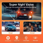 Three Lens Night Vision Car Dash Cam with DVR